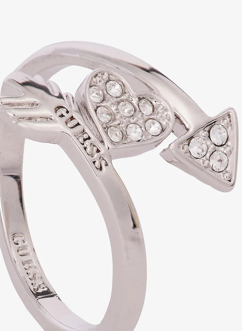 خاتم Guess Arrow & Pave Heart المزدوج من الاستانلس ستيل UBR85012-56