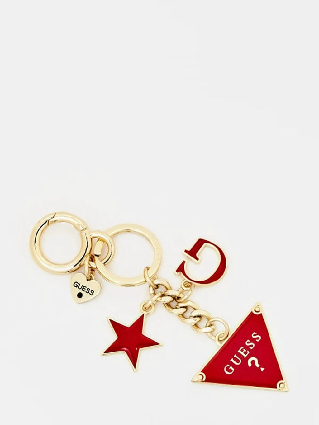 Guess logo keychain With glossy red enamel triangle pendant and gold-tone