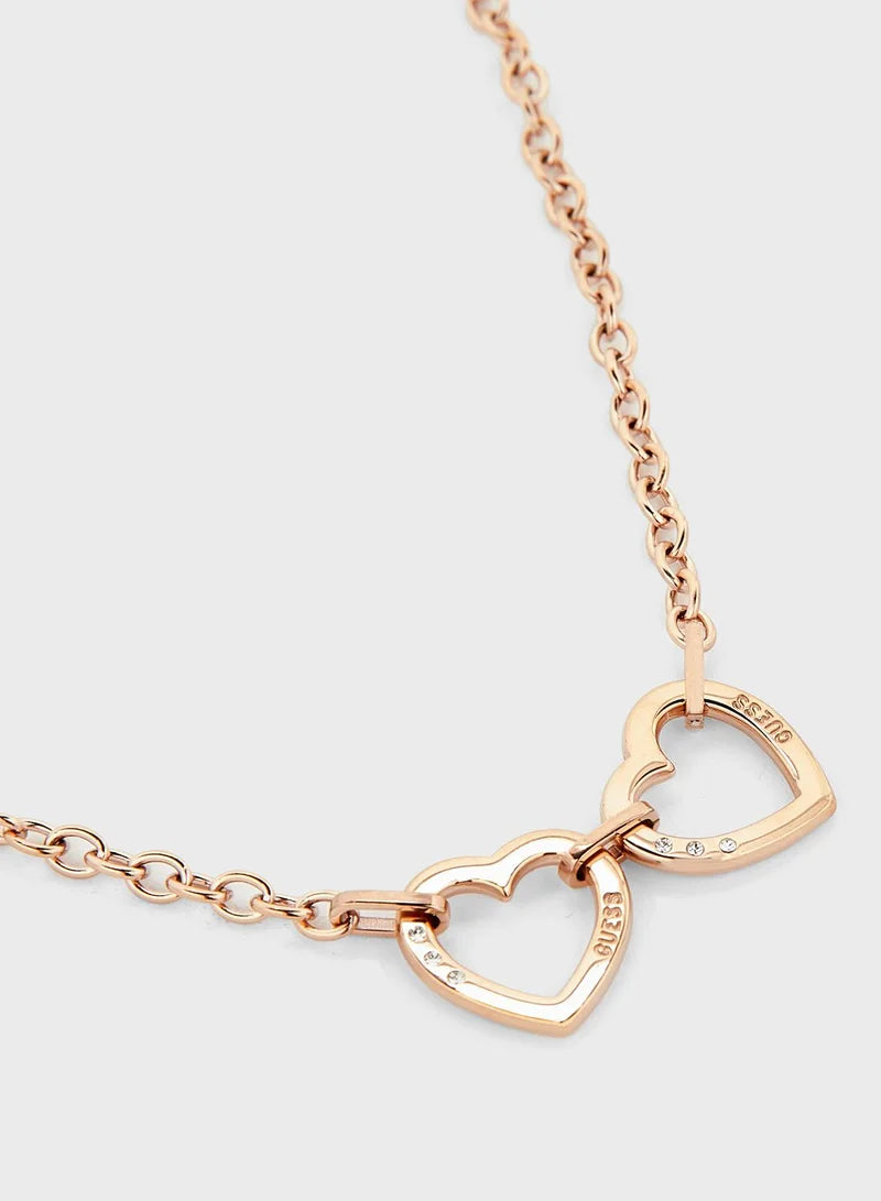 Guess Heart Detailed Chain Necklace UBN29066
