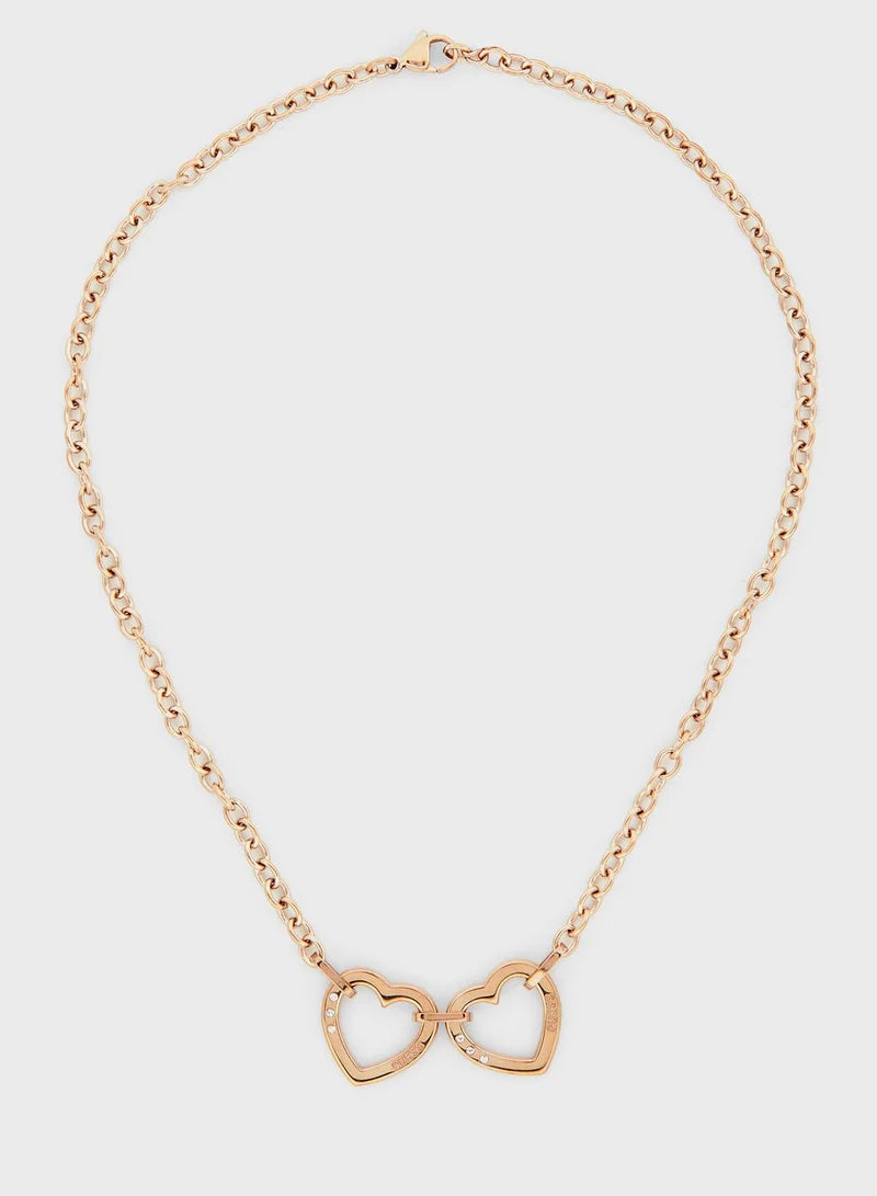 Guess Heart Detailed Chain Necklace UBN29066