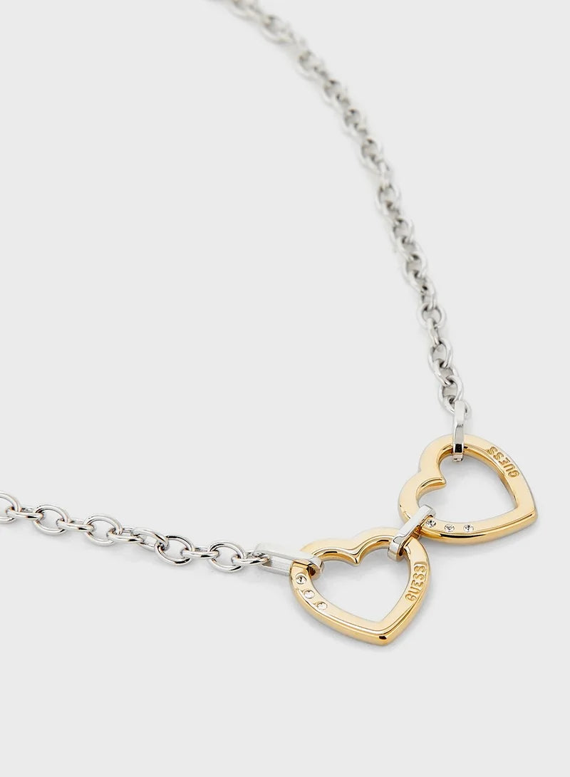 Guess Two Hearts Necklace UBN29067