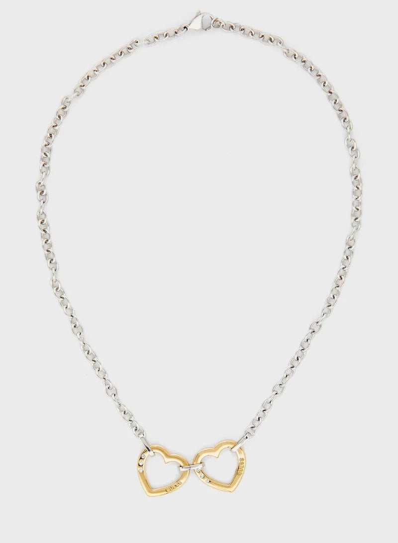 Guess Two Hearts Necklace UBN29067