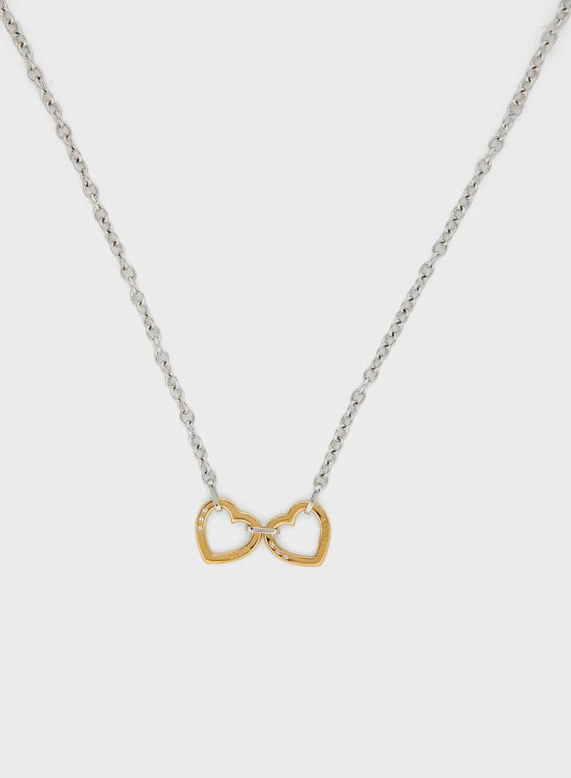 Guess Two Hearts Necklace UBN29067