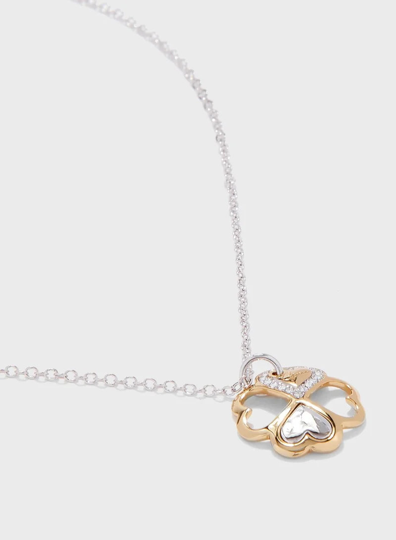 Guess Heart Clover Leaf Pandent Necklace UBN83002N