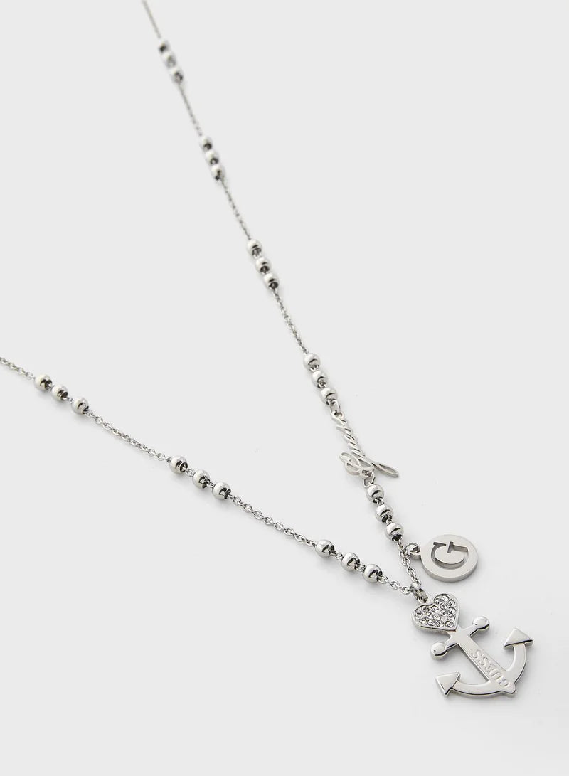 Guess Stones Embellished Pendant Necklace UBN85005