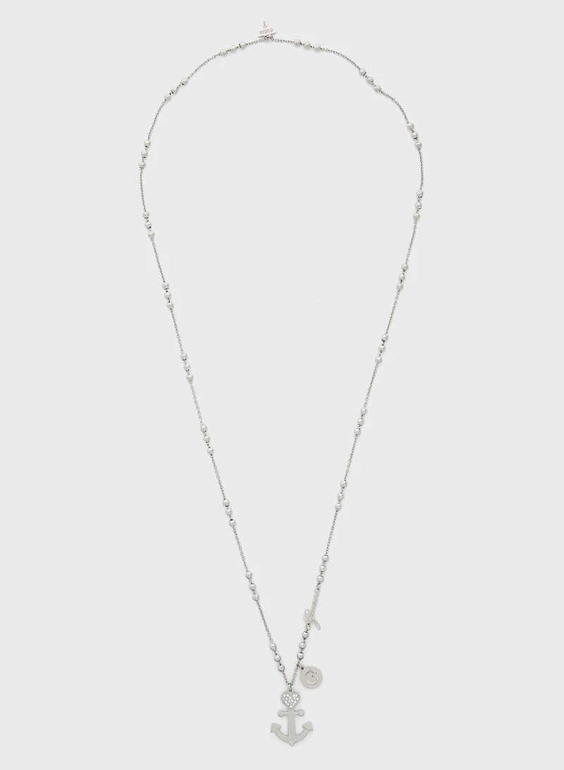 Guess Stones Embellished Pendant Necklace UBN85005