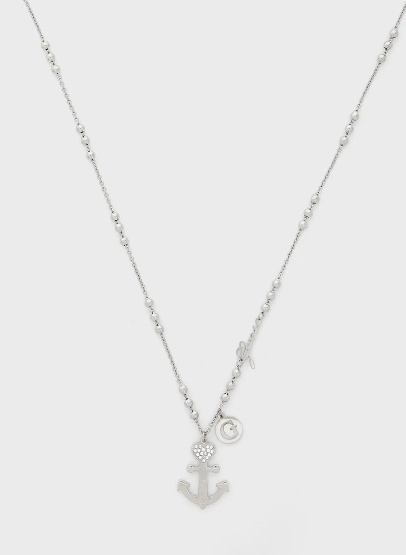 Guess Stones Embellished Pendant Necklace UBN85005