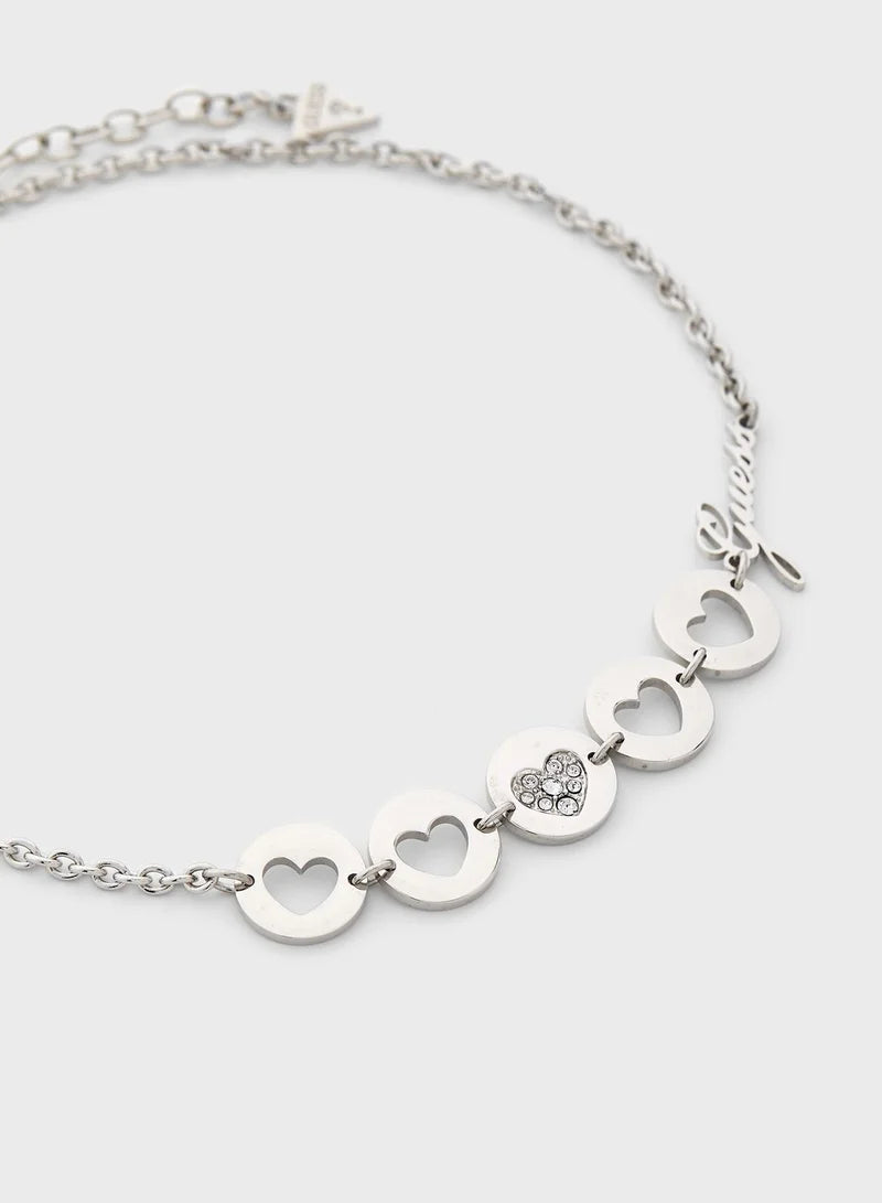Guess Stones Embellished Pendant Necklace UBN85022