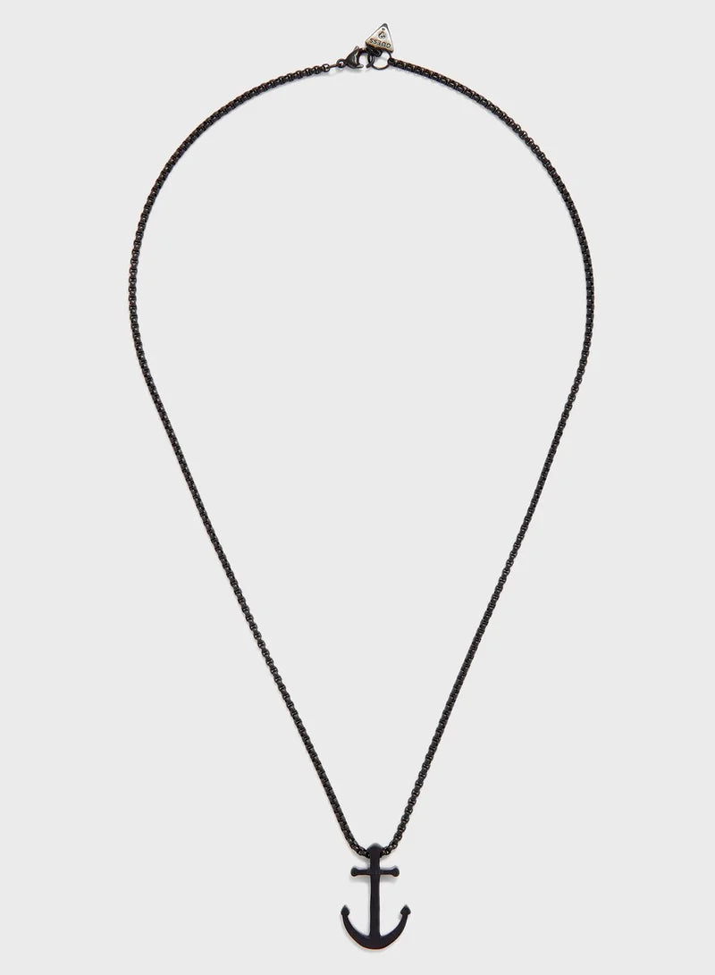 Guess Stainless Steel Anchor Charm Necklace UMN78006