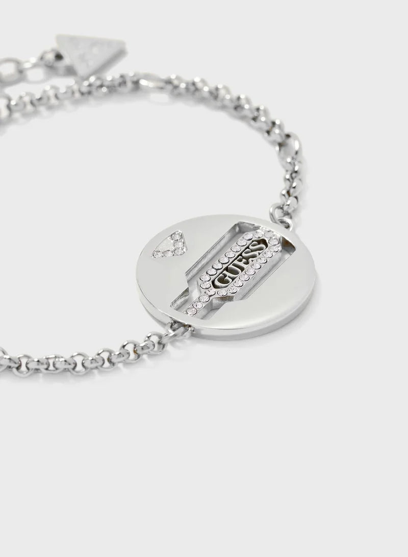Guess Round Plaque And Hexagon Bracelet UNB29122-S