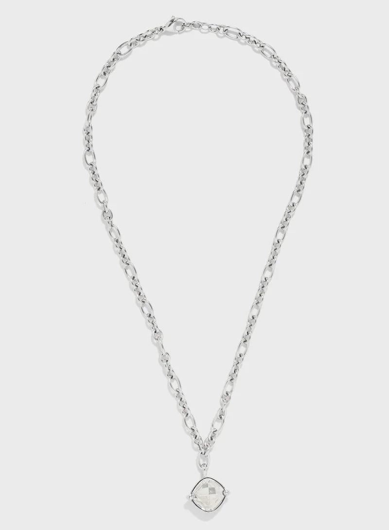 Guess Chain And Stone Pendant Necklace UBN29076