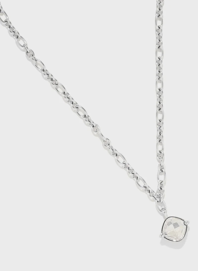 Guess Chain And Stone Pendant Necklace UBN29076