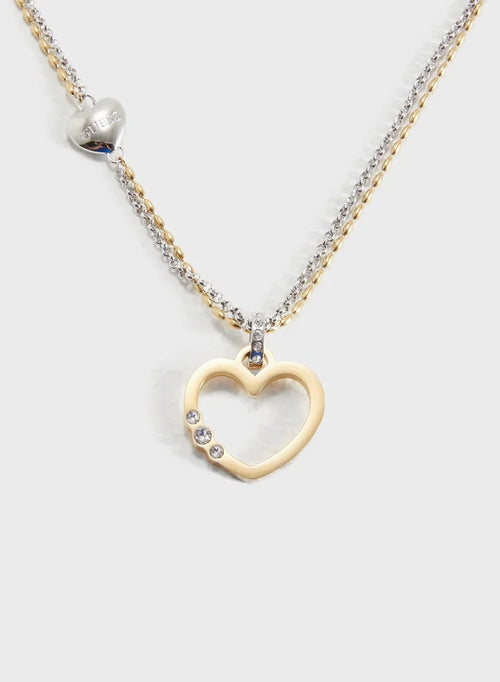 Double Chain Gold Heart Necklace