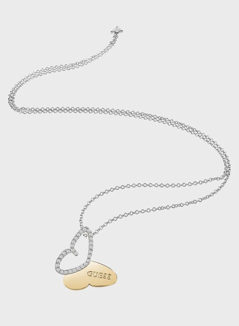 Guess Crystal Butterfly Pendant Necklace UBN83021