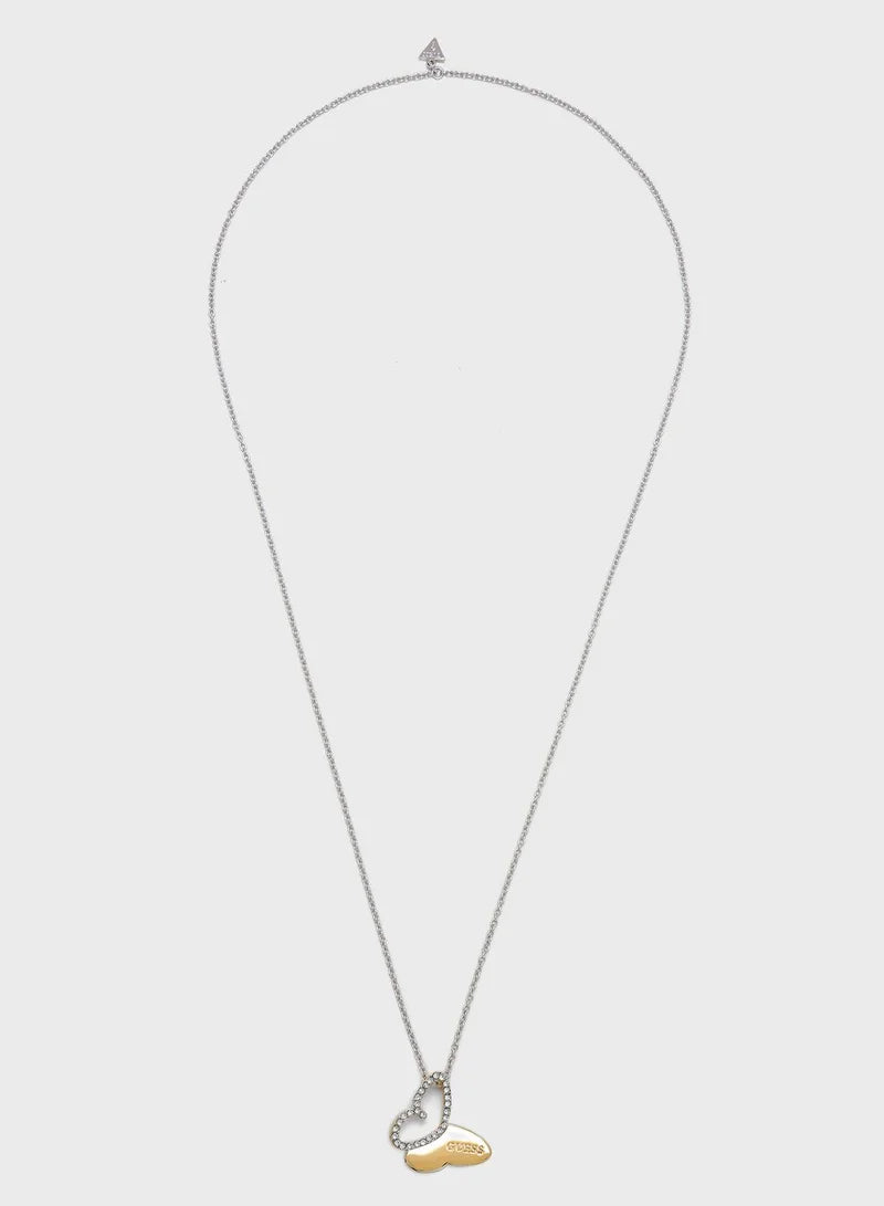 Guess Crystal Butterfly Pendant Necklace UBN83021