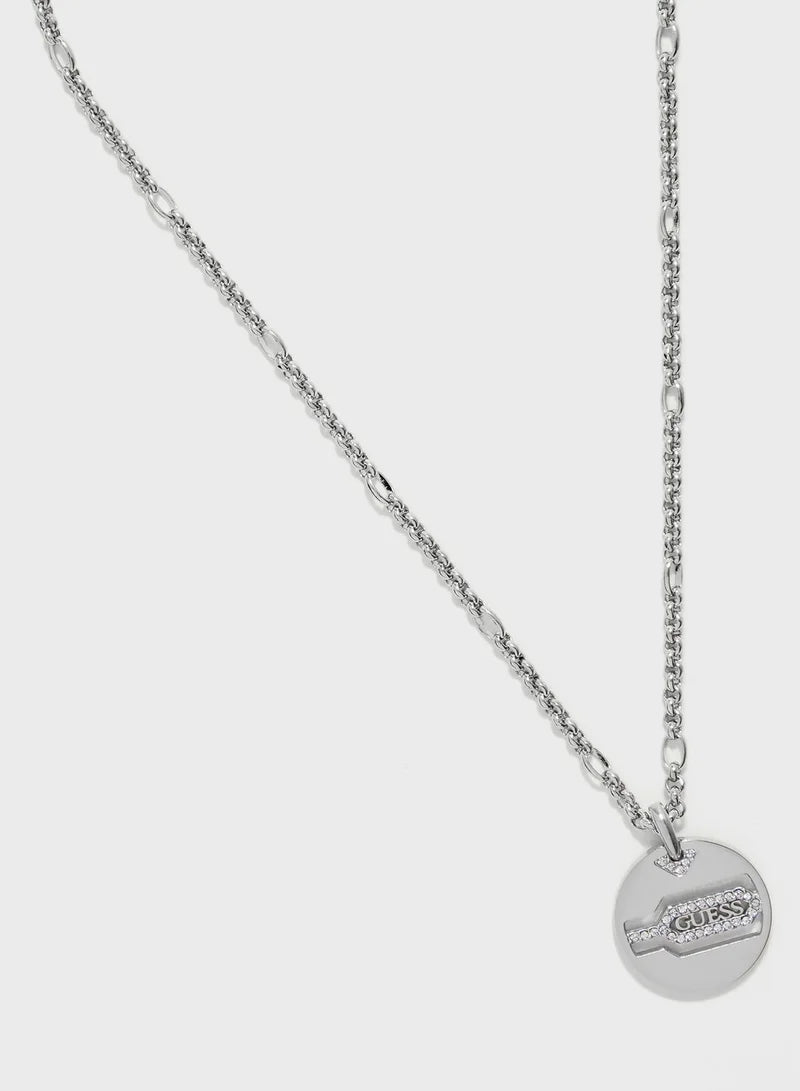Guess Round Charm And Hexagon Pendant Necklace UBN29107