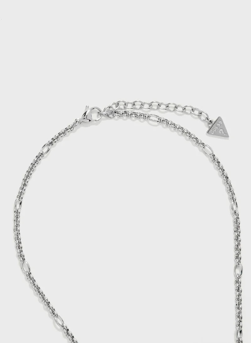 Guess Round Charm And Hexagon Pendant Necklace UBN29107