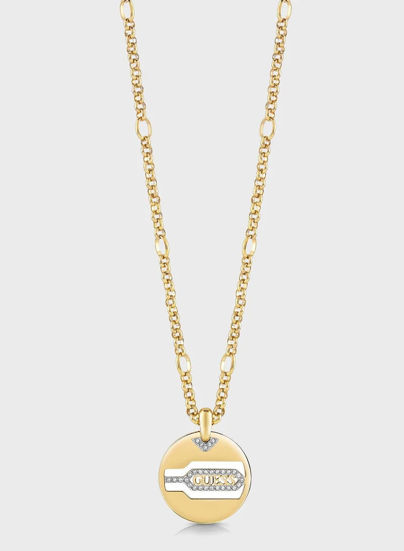 Guess Round Charm And Hexagon Pendant Necklace UBN29108
