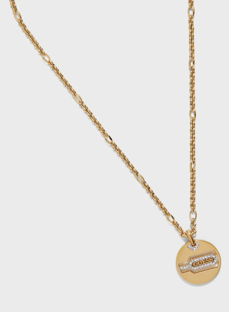Guess Round Charm And Hexagon Pendant Necklace UBN29108