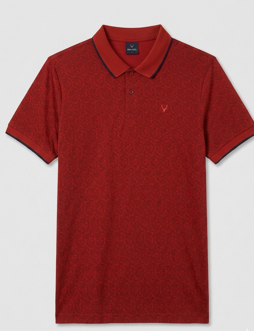 ALLEN SOLLY LIGHT RED TEXTURED SHIRT MEN