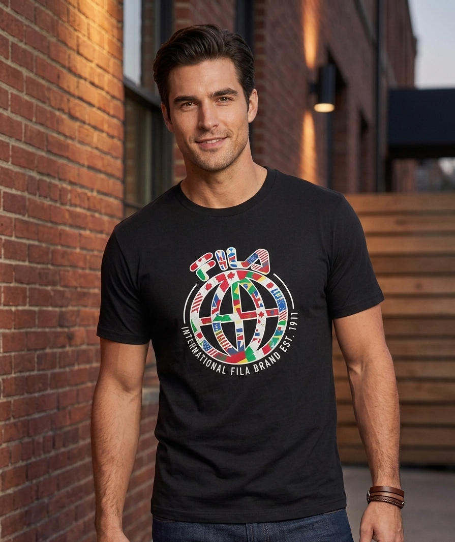 FILA BLACK "INTERNATIONAL FILA BRAND EST.1911" T-SHIRT MEN