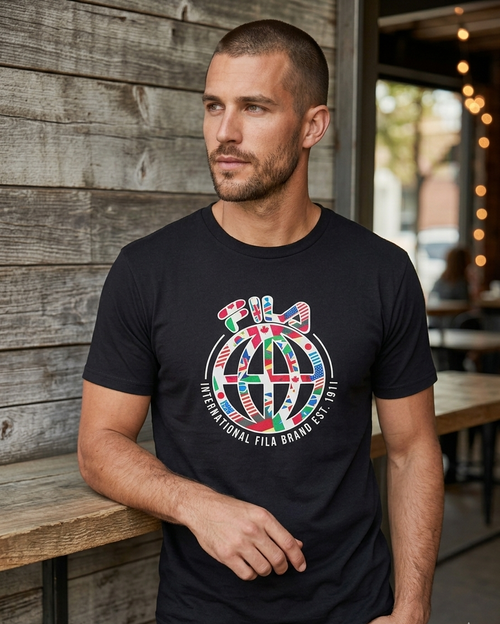 FILA BLACK "INTERNATIONAL FILA BRAND EST.1911" T-SHIRT MEN