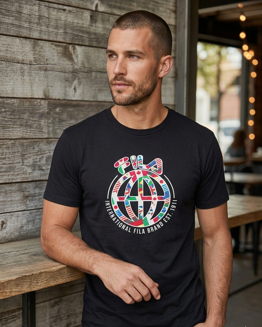 FILA BLACK "INTERNATIONAL FILA BRAND EST.1911" T-SHIRT MEN