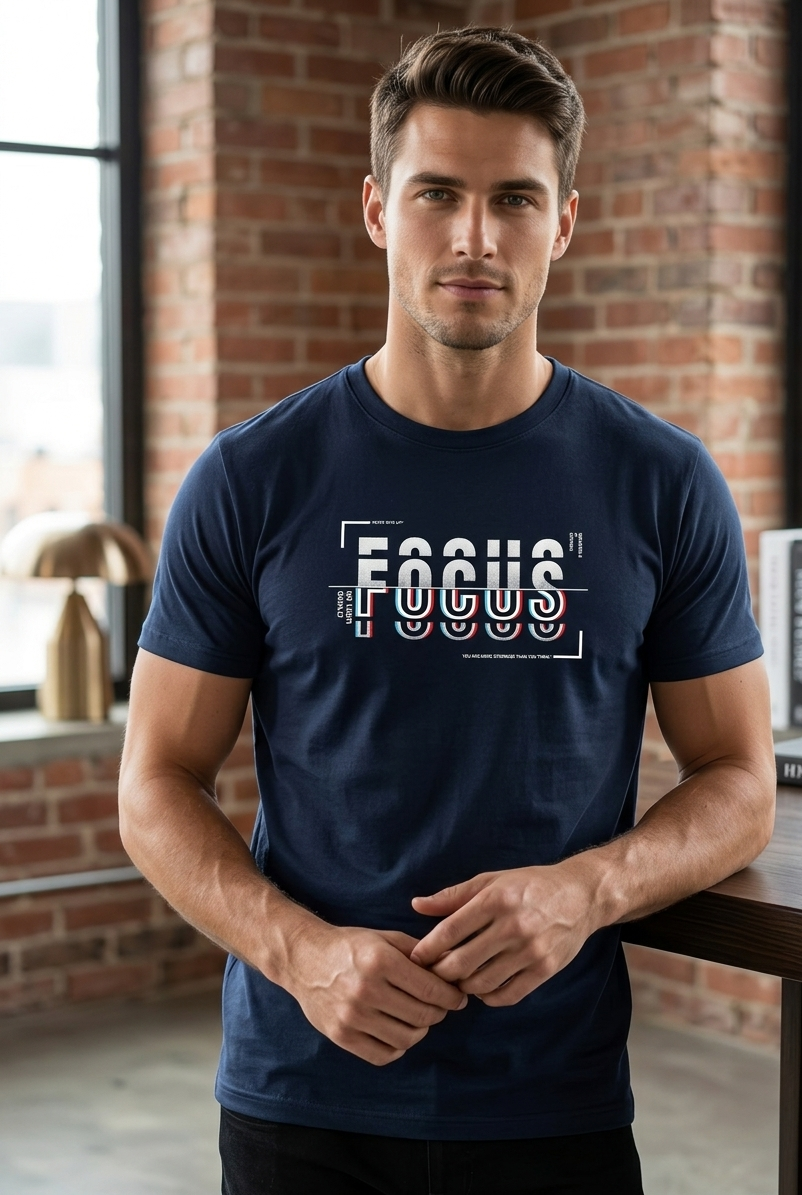 تيشيرت MONOPOLEE NAVY "Focus" (مقاس ضيق - للشباب)