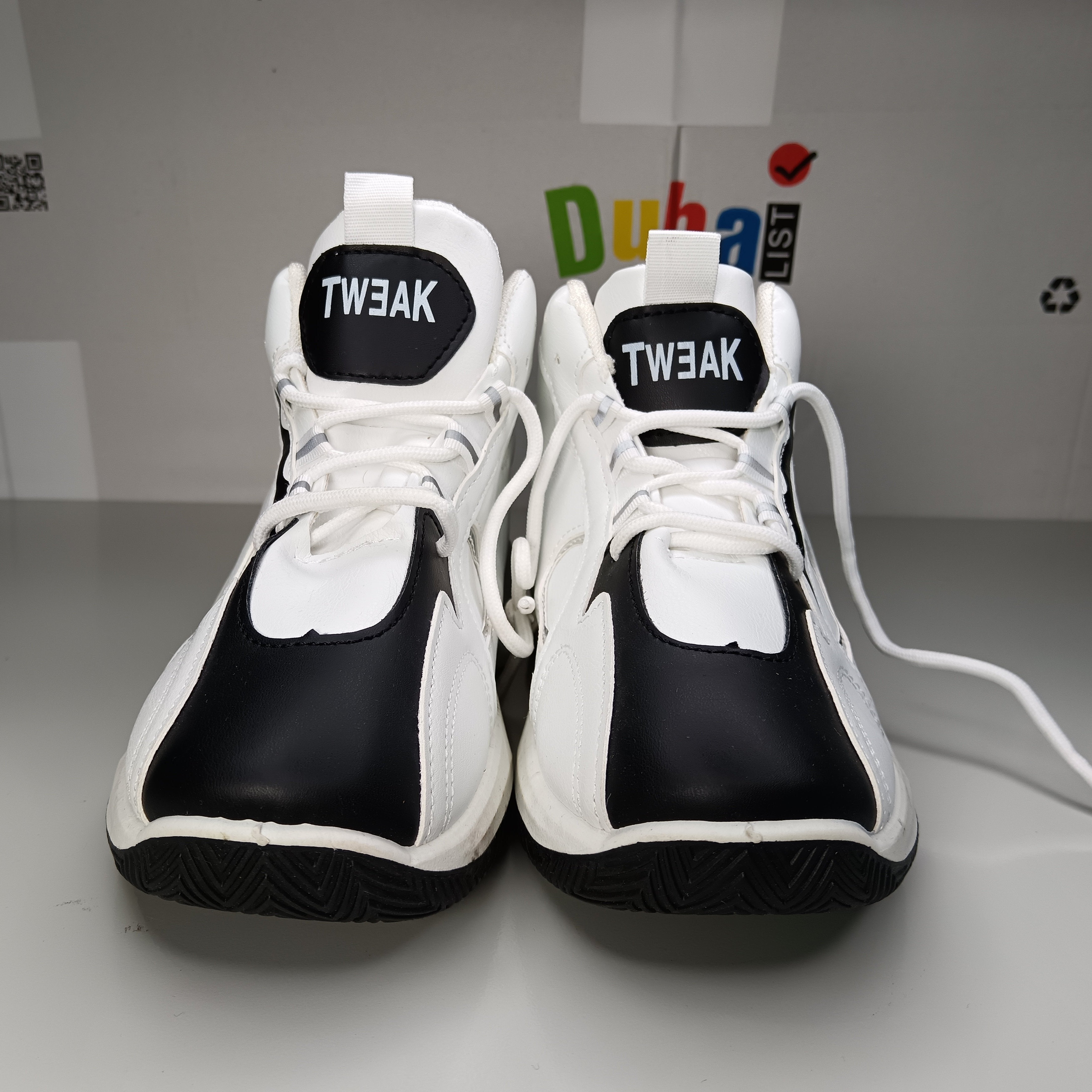 Tweak Men's White & Black High-Top Sneakers – Modern Casual Sports Shoes