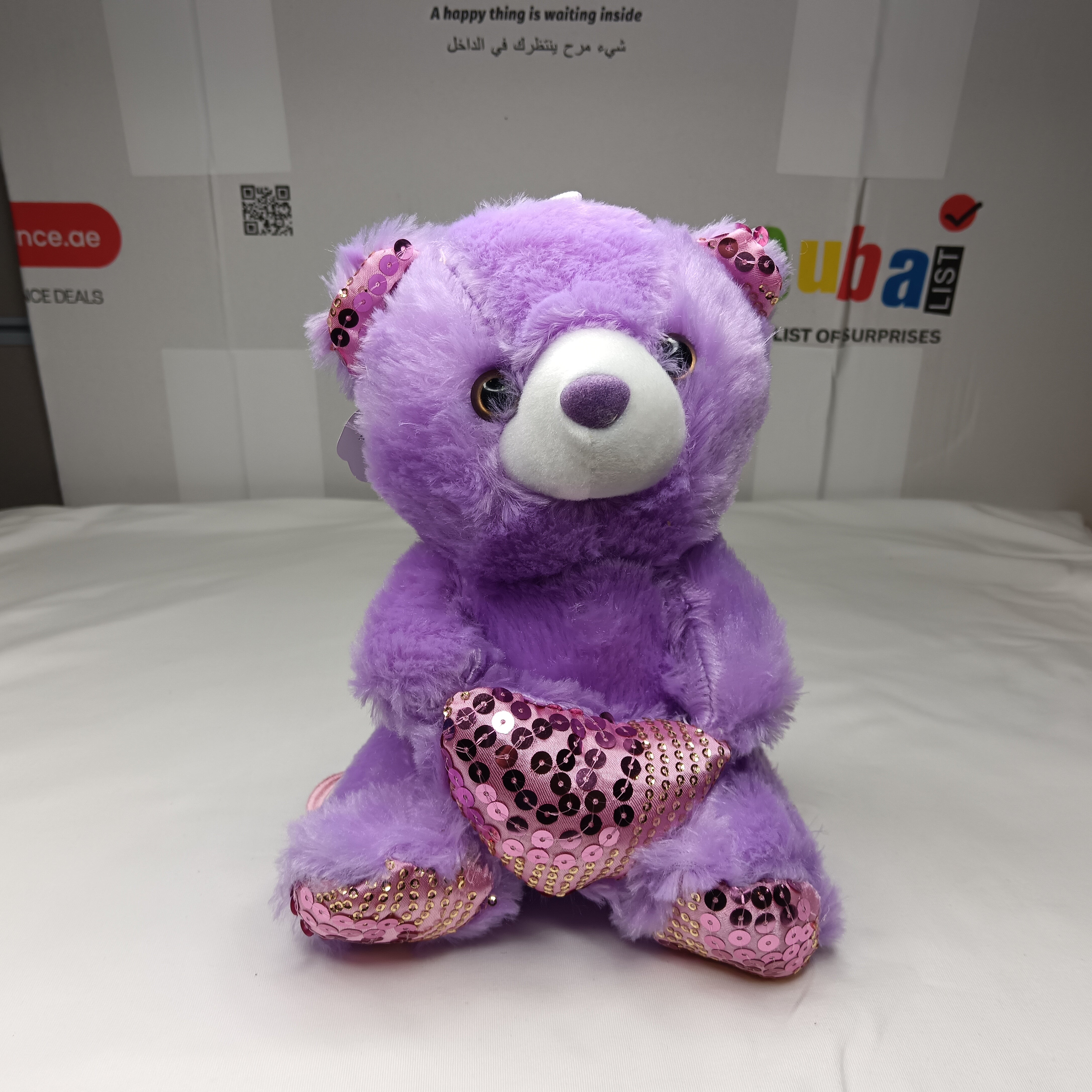 Cuddly Purple Bear with Heart – A Plush Toy to Treasure