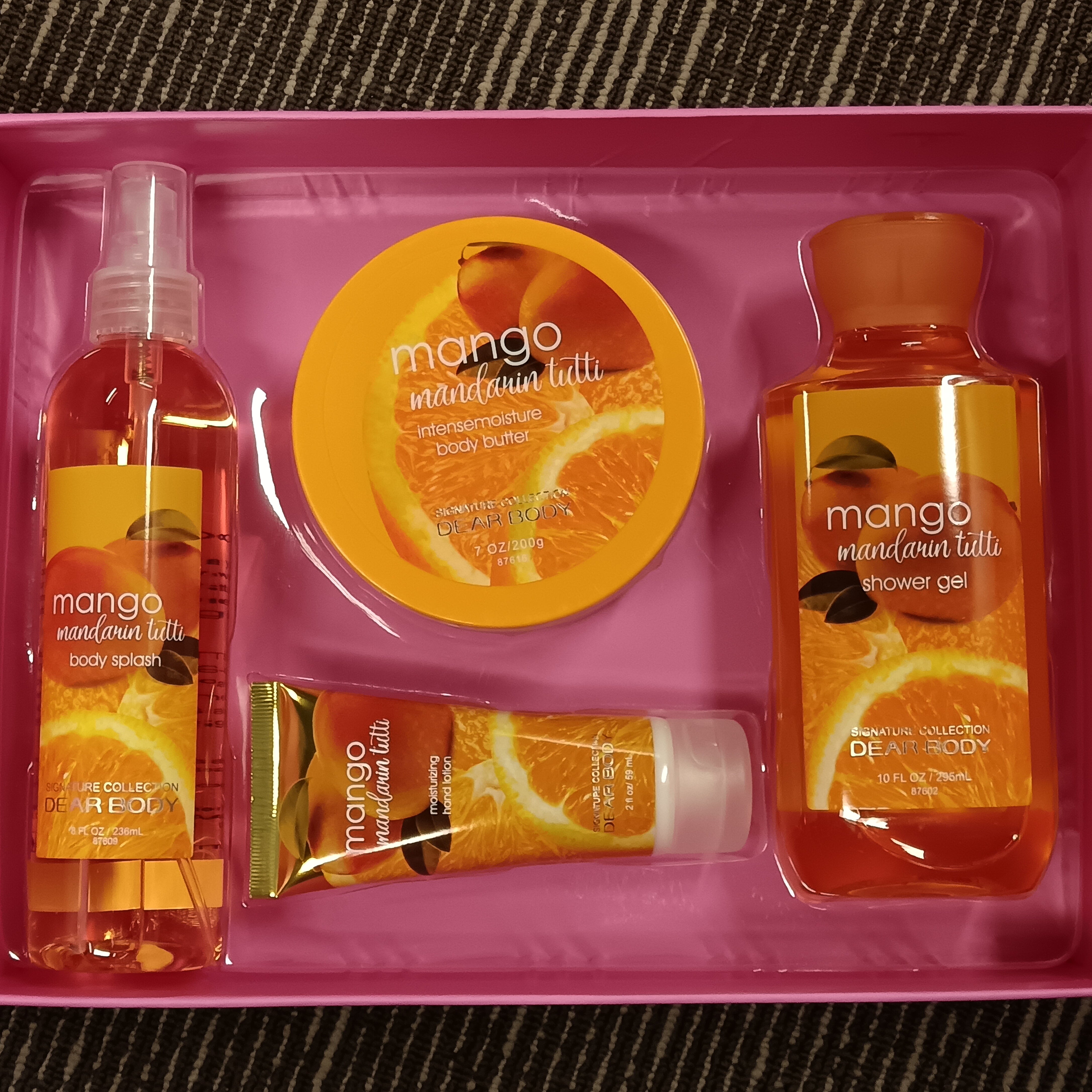 Dear Body Mango Mandarin Tutti set of 4 (Body Splash 236ML + Shower Gel 295 + Body Butter 200g + Hand Lotion 59ml),TD87690