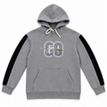 Momento Textured Hoodie with Contrast Sleeve Stripes – Taupe Grey