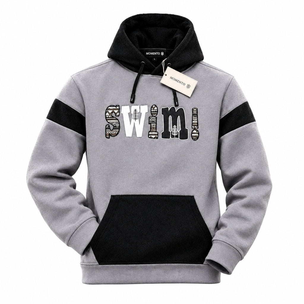 Momento "SWIM!" Colorblock Hoodie – Grey and Black