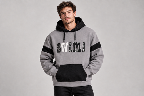 Momento "SWIM!" Colorblock Hoodie – Grey and Black