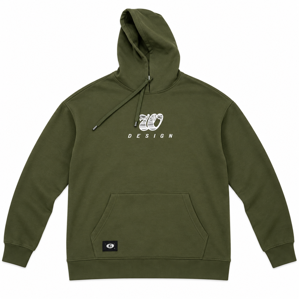 Momento Olive Green Layered-Sleeve Hoodie with Bandana Print Back Patch