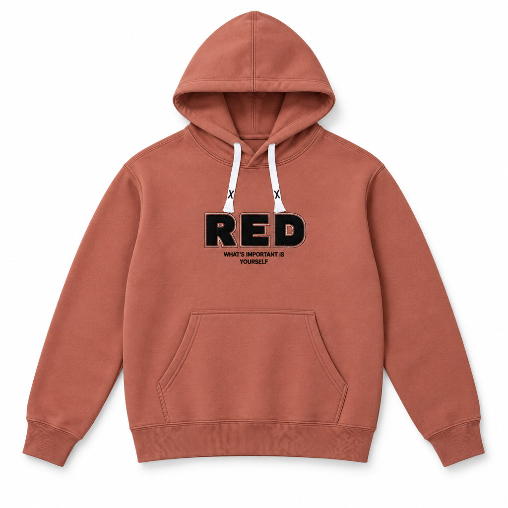 MOMENTO RED Graphic Hoodie – Terracotta Brown