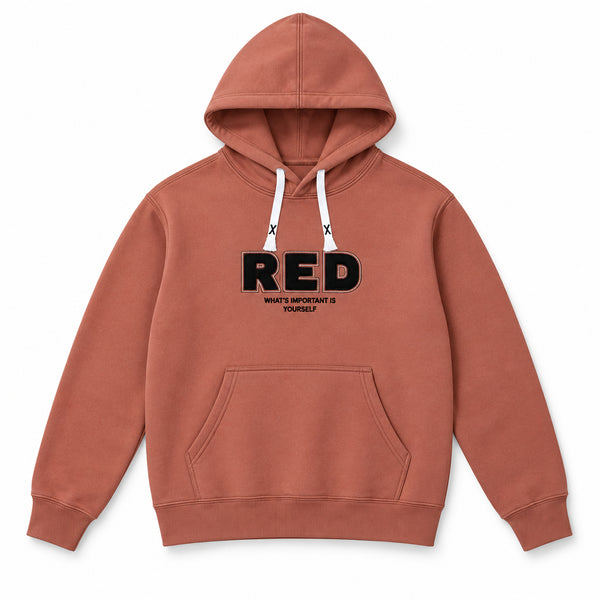 MOMENTO RED Graphic Hoodie – Terracotta Brown