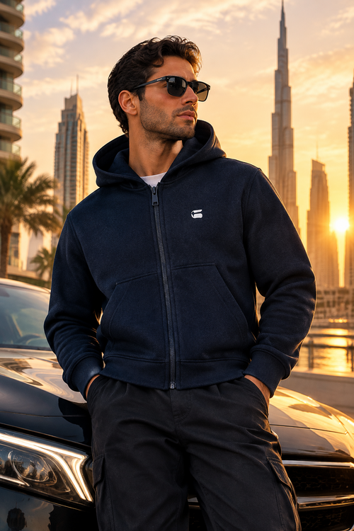 G-Star RAW Premium Core Hooded Zip Sweater – Dark Blue