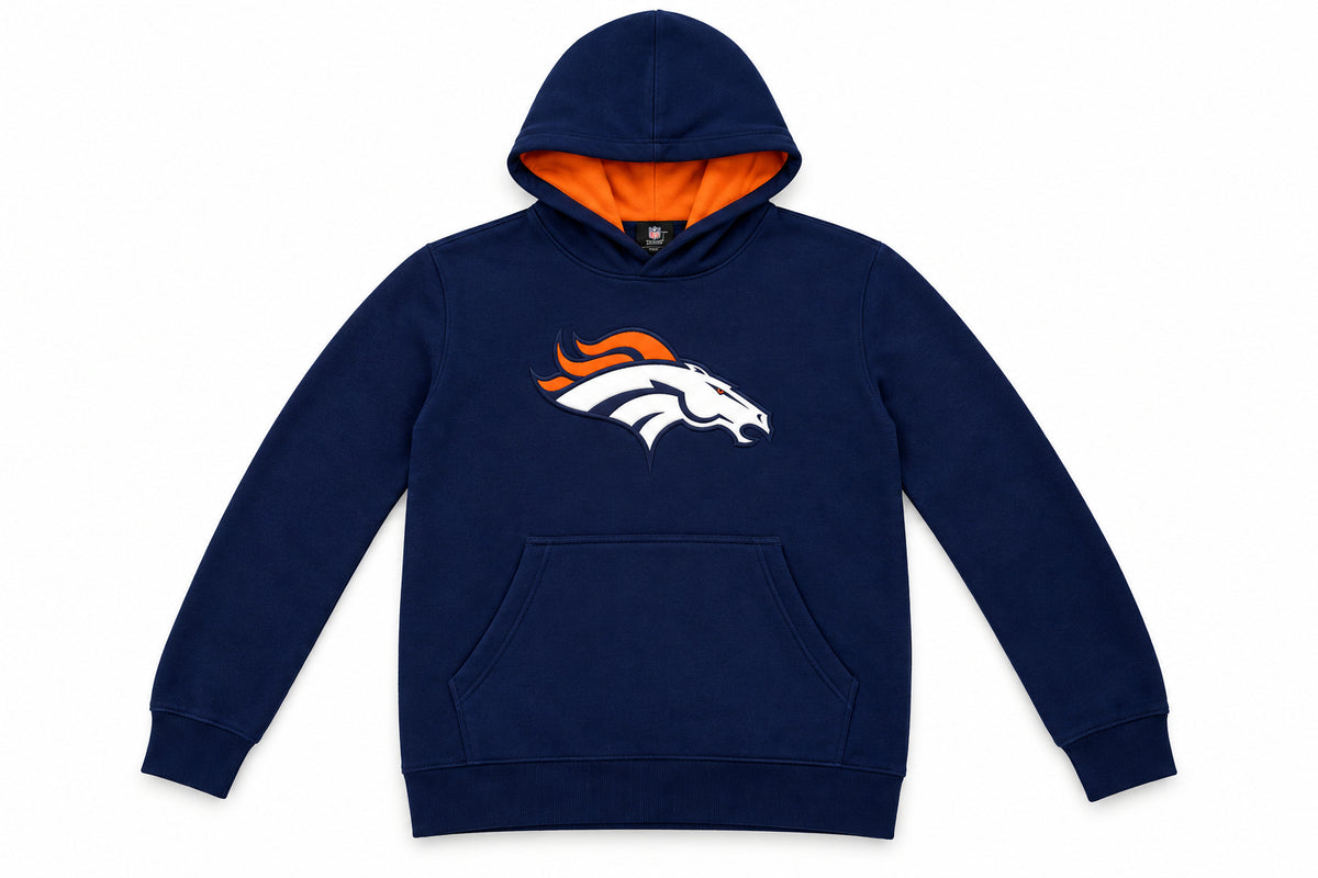 Denver Broncos NFL Logo Pullover Hoodie – Navy & Orange