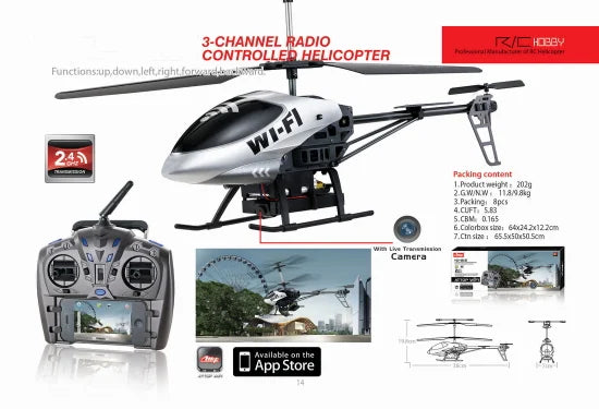 WiFi Live Camera 2.4G Controlled 3CH Helicopter 0.3megapixels