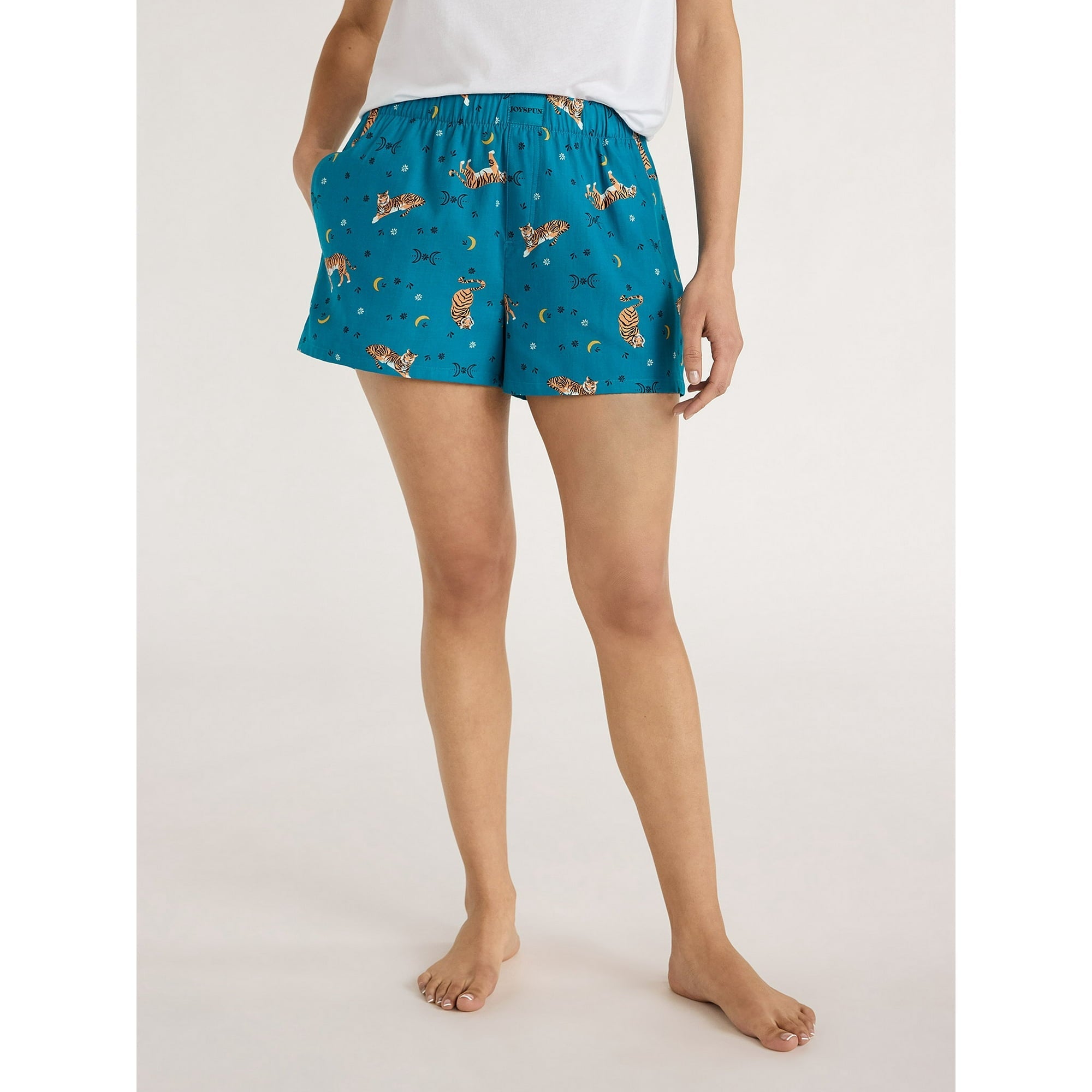 SIZE: S(4-6) - Joyspun Women's Woven Pajama Boxer Shorts