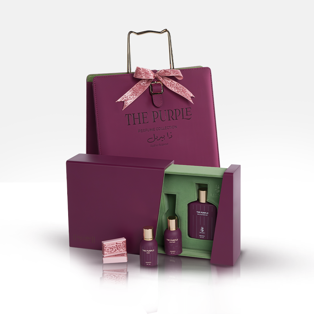 LECMO طقم هدية عطر ذا بيربل أو دو بارفان (طقم للجنسين من 3 قطع)