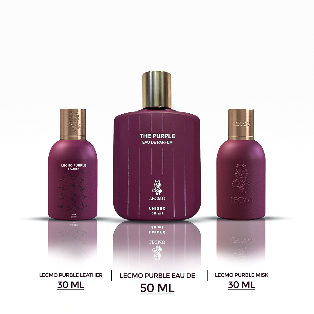 LECMO طقم هدية عطر ذا بيربل أو دو بارفان (طقم للجنسين من 3 قطع)