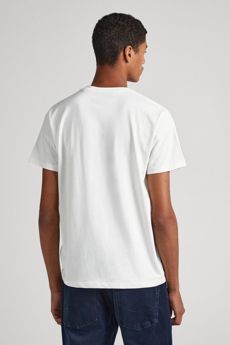 Pepe Jeans White Puff Print T-Shirt Effortless Style & Comfort