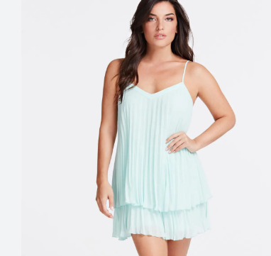 GUESS Women's Tiered Slip Mini Dress in Mint