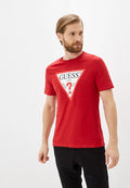 GUESS T-shirt RED MENS TRIANGLE LOGO