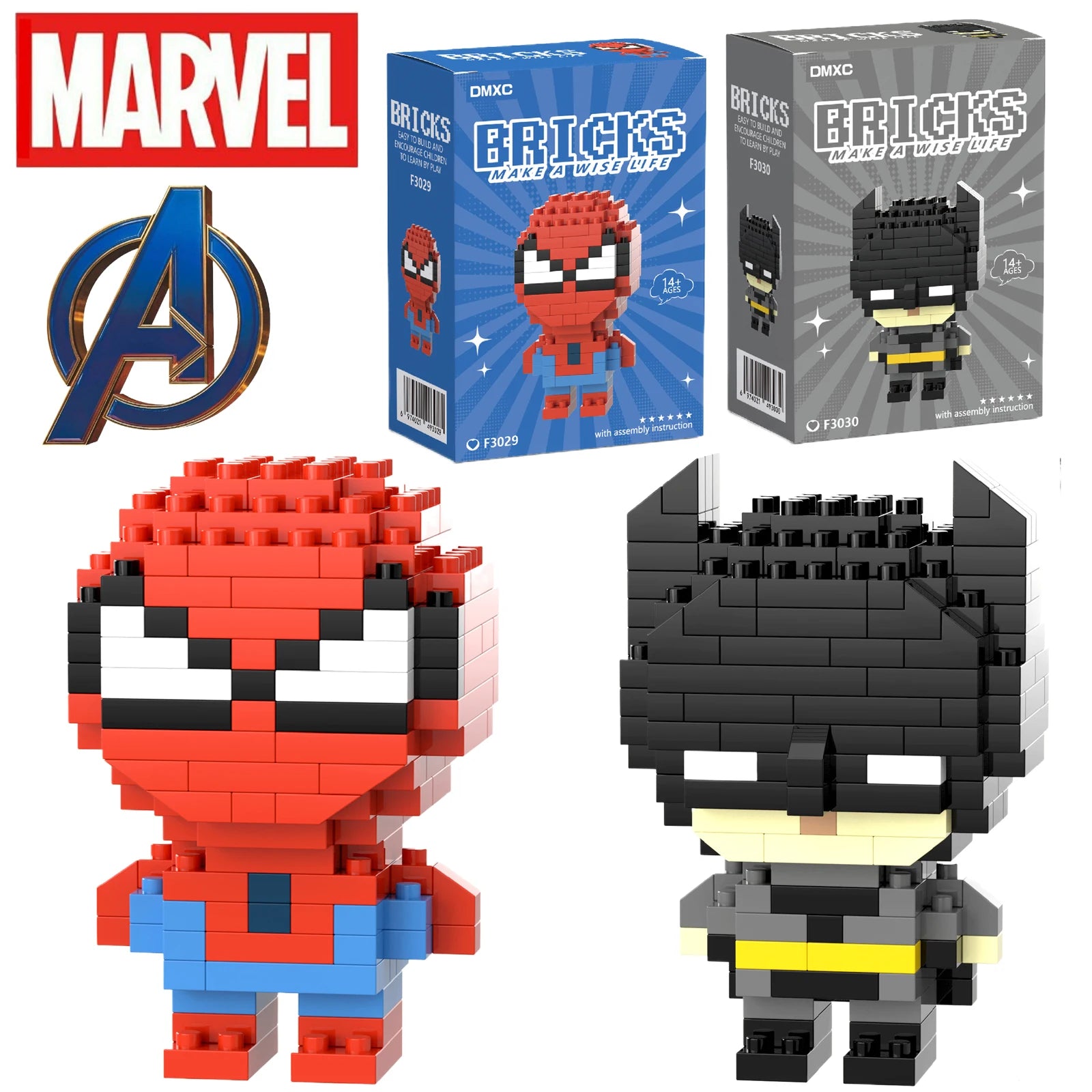 Disney Spider Man Building Block Deadpool&Venom Iron Man figure Marvel