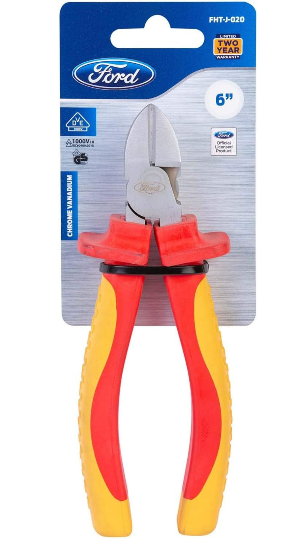 Ford Tools Heavy Duty Chrome Vanadium Diagonal Cutter, 6 Inch, Fht-J-020