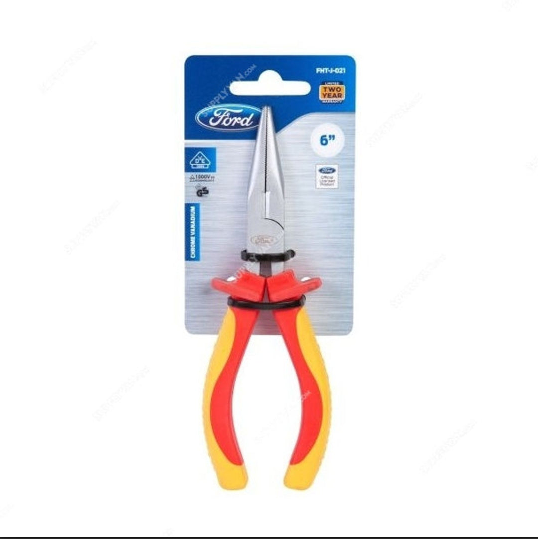 Ford VDE Long Nose Plier, FHT-J-021, 6 Inch, Yellow and Orange