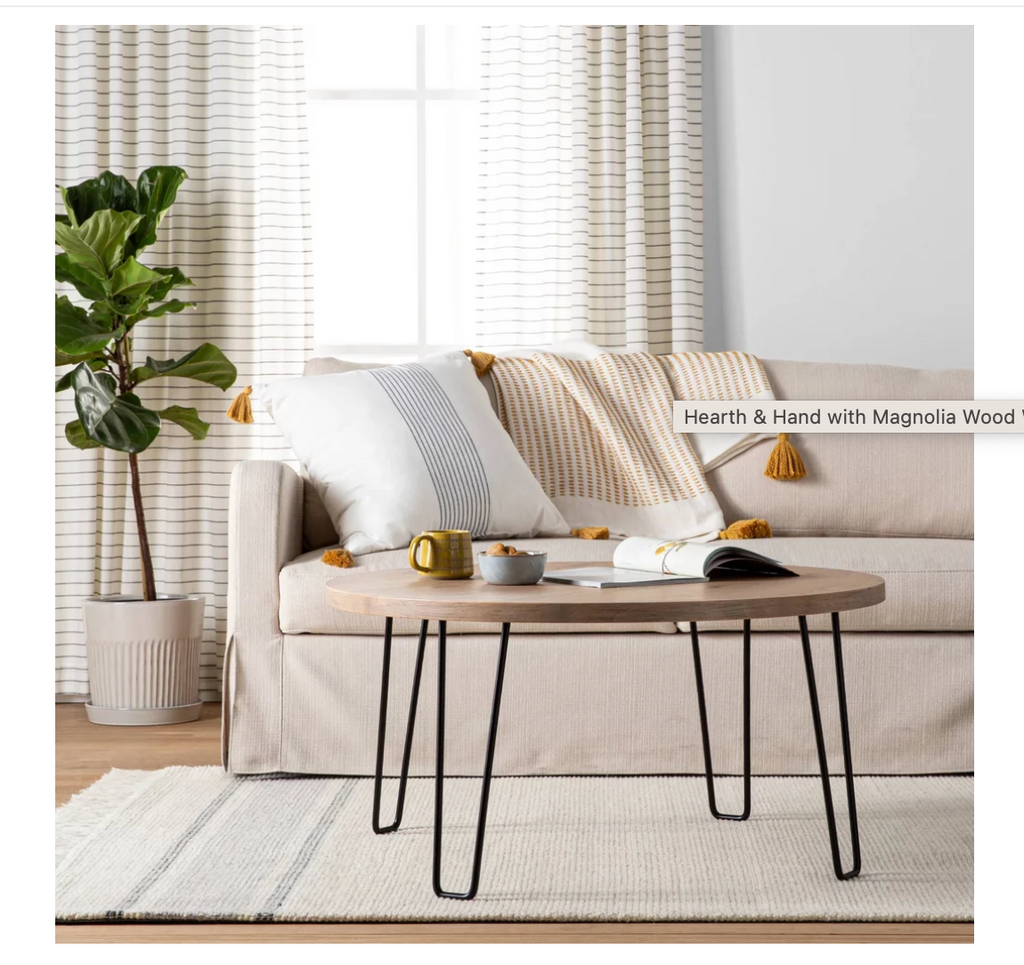 SEALED - 91 CM - Wood & Wire Coffee Table Natural/Black - Hearth & Hand™ with Magnolia (A)